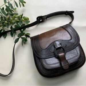 Anna Cainzo Culturas Del Sol brown leather sadle bag crossbody purse